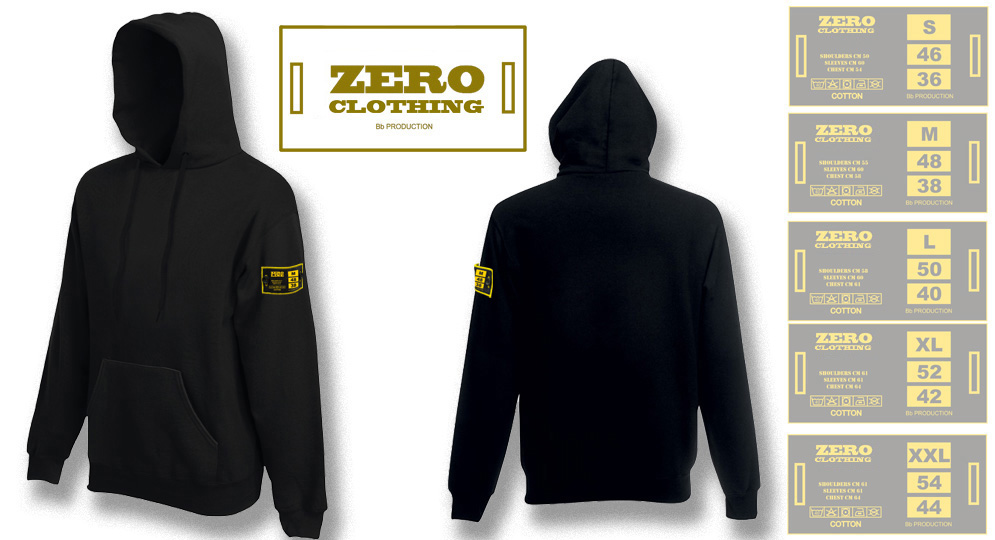 FELPA CAPPUCCIO NERO Zero Clothing