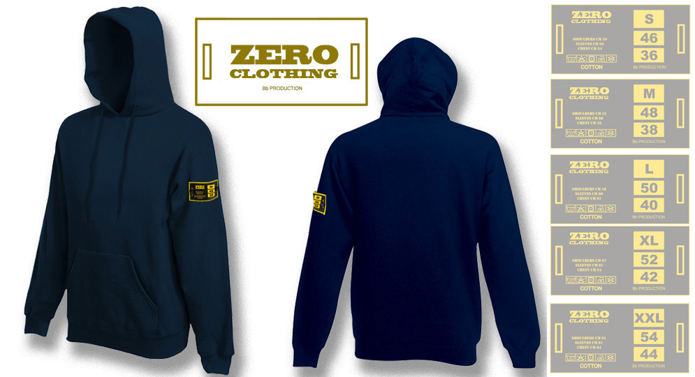 FELPA CAPPUCCIO BLU NOTTE Zero Clothing