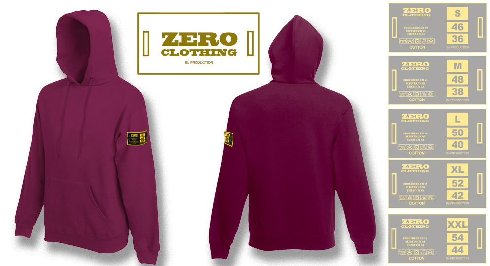 FELPA CAPPUCCIO BORDEAUX Zero Clothing