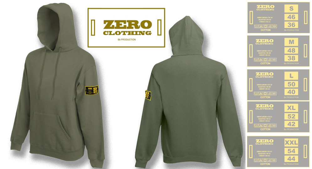 FELPA CAPPUCCIO VERDE OLIVA Zero Clothing