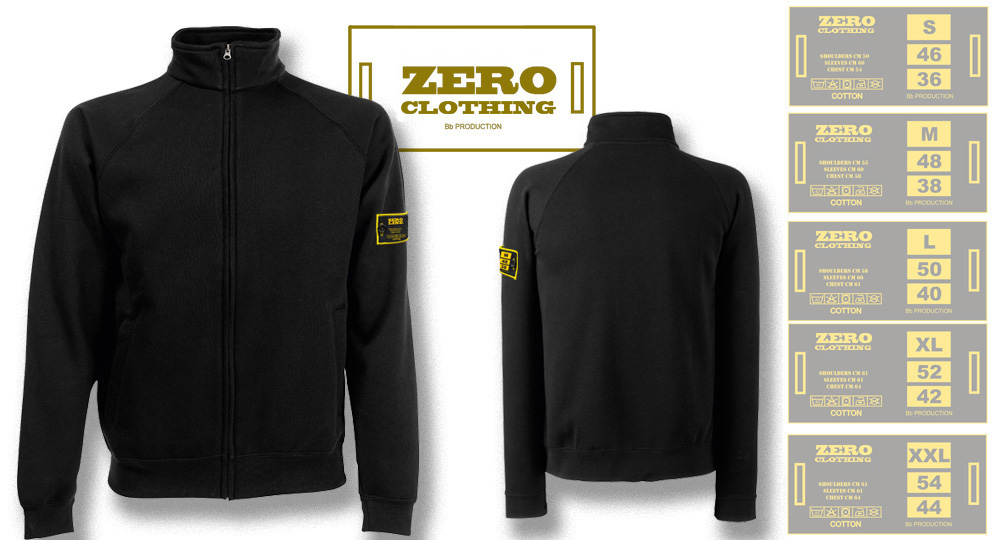 FELPA FULL ZIP NERA Zero Clothing