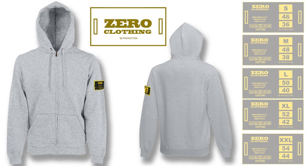 FELPA CAPPUCCIO FULL ZIP GRIGIO Zero Clothing