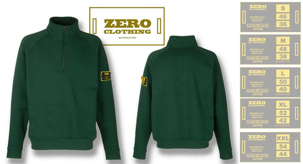 FELPA MEZZA ZIP VERDE BOTTIGLIA Zero Clothing