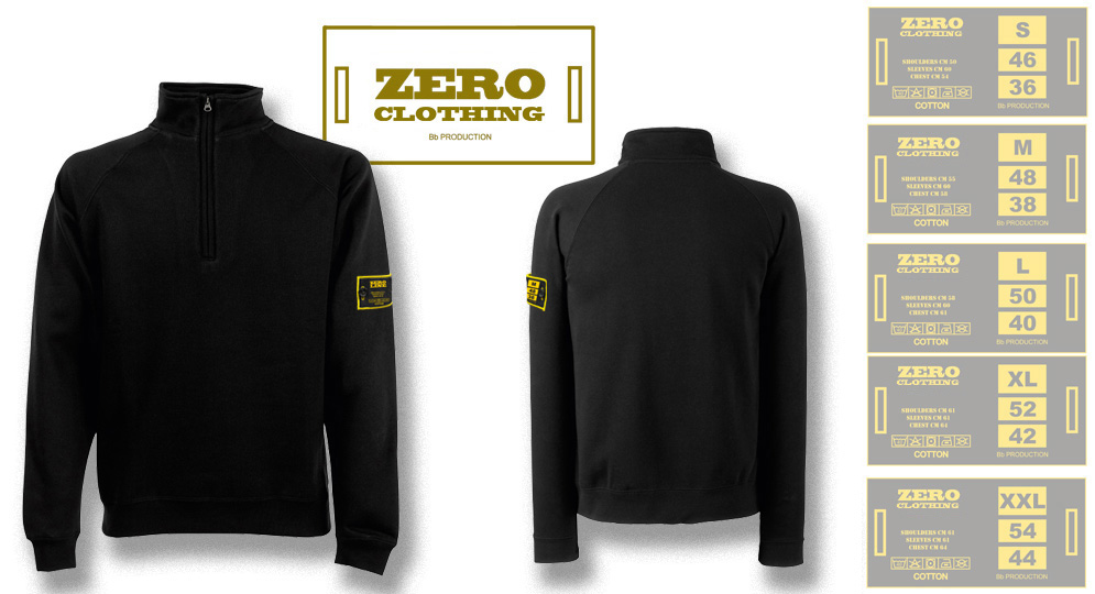 FELPA MEZZA ZIP NERA Zero Clothing