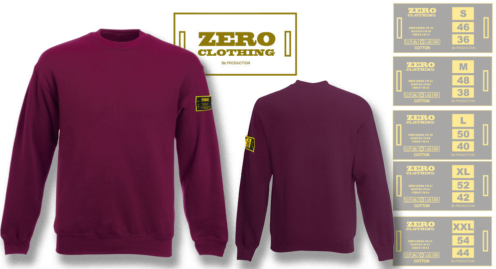 FELPA GIROCOLLO BORDEAUX Zero Clothing