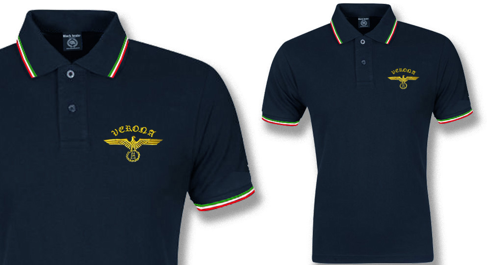 POLO BLU TRICOLORE AQUILA VERONA Polos Pullovers Shirts