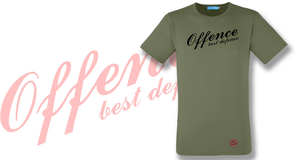 T-SHIRT OFFENCE BEST DEFENCE OLIVE Offence best defence