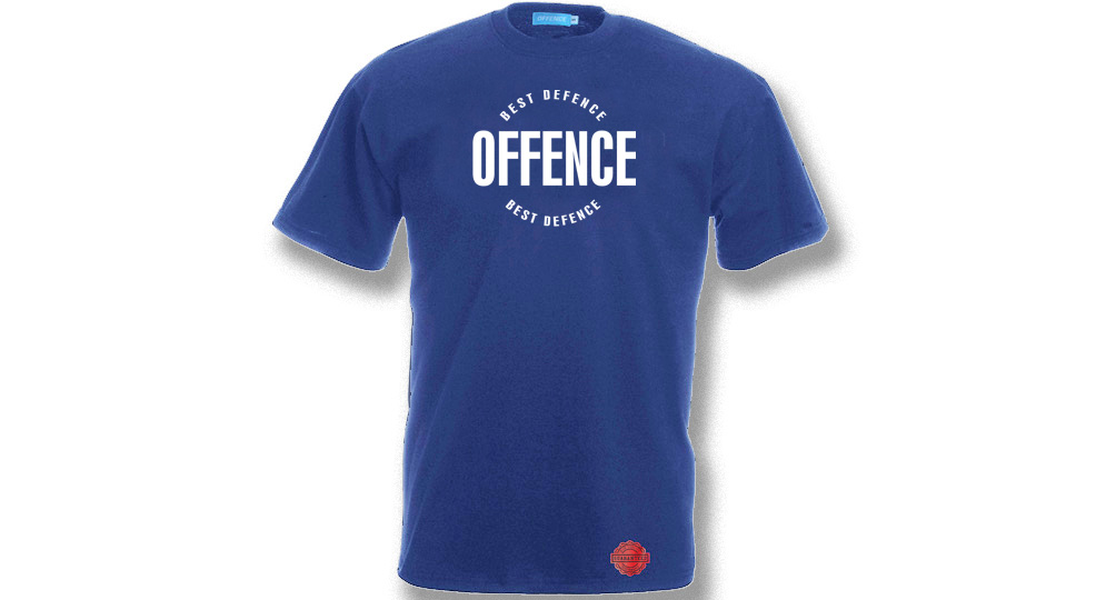 T-SHIRT OFFENCE BEST DEFENCE BLUE ROYAL Offence best defence