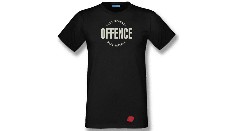 T-SHIRT OFFENCE BEST DEFENCE BLACK CIRCLE Offence best defence