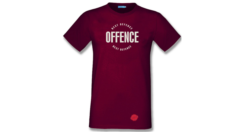 T-SHIRT OFFENCE BEST DEFENCE BURGUNDY Offence best defence