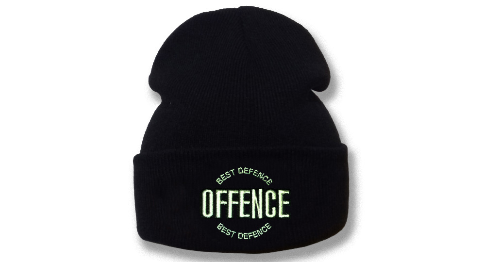 BEANIE OFFENCE BEST DEFENCE CIRCULAR BLACK Offence best defence