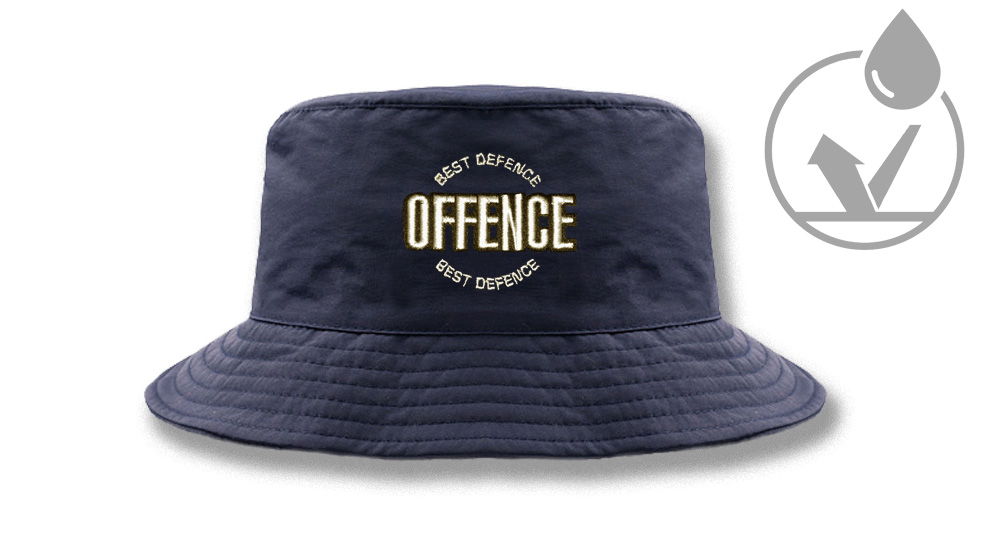 FISHERMAN WINTER HAT OFFENCE BEST DIFENCE CIRCULAR NAVY Offence best defence