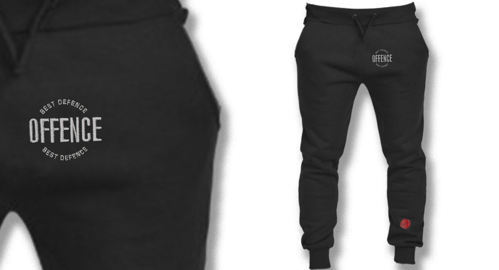 SWEAT PANTS OFFENCE BEST DEFENCE BLACK Offence best defence