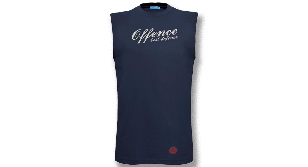 T-SHIRT SLEEVELESS OFFENCE BEST DEFENCE BLUE Offence best defence