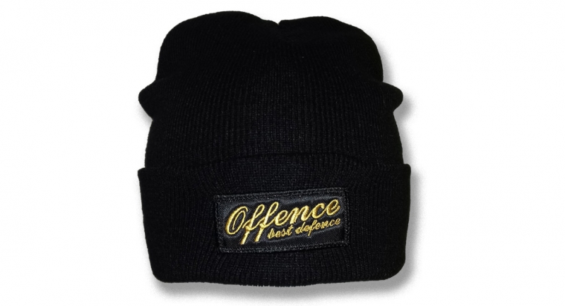 BEANIE OFFENCE BEST DEFENCE BLACK/YELLOW Offence best defence