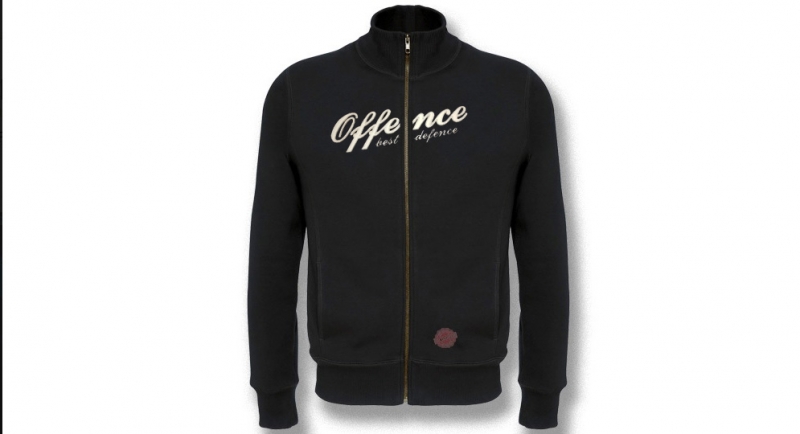 SWEAT JACKET FULL ZIP OFFENCE BEST DEFENCE FRONT BLACK Offence best defence