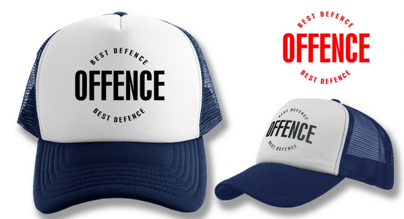 TRUCKER CAP OFFENCE BEST DEFENCE DARK BLUE Offence best defence
