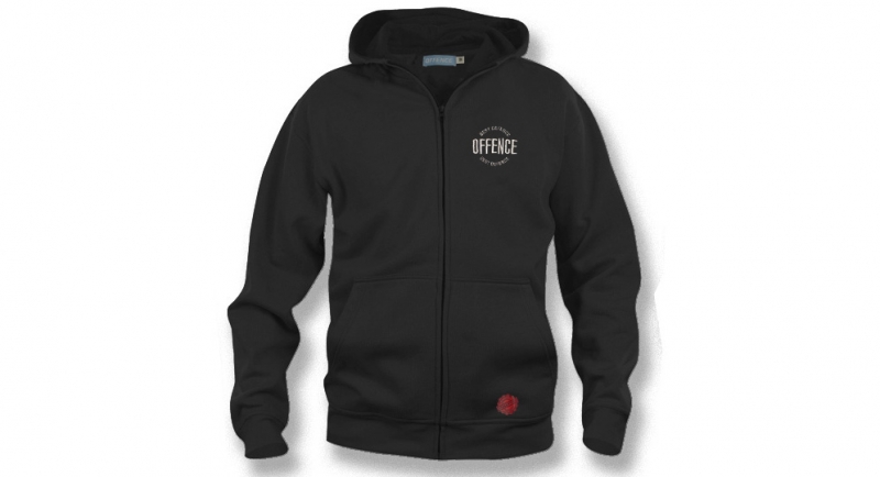HOODY ZIP OFFENCE BEST DEFENCE CIRCLE BLACK Offence best defence