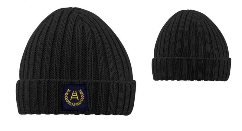 BEANIE RIBBED BLACK ALLORO SCALA APPLICATION Caps