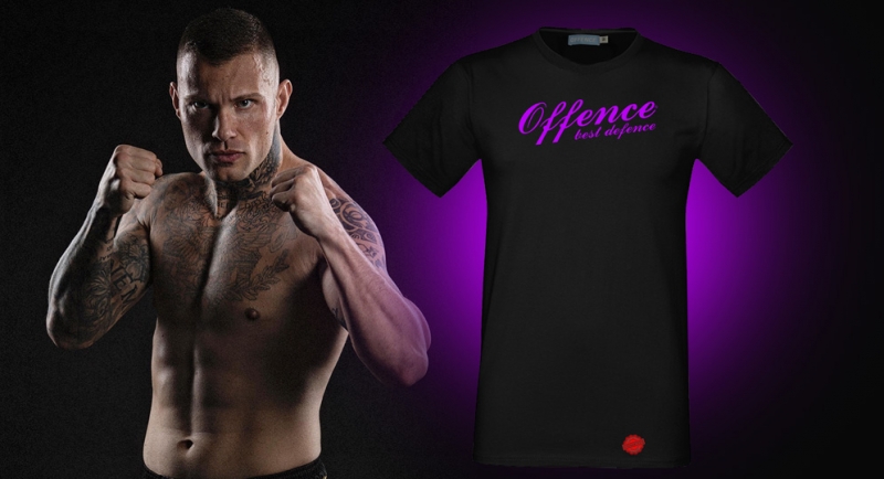 T-SHIRT OFFENCE BEST DIFENCE PURPLE 