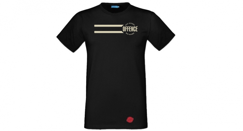 T-SHIRT OFFENCE BEST DEFENCE LINES BLACK Offence best defence