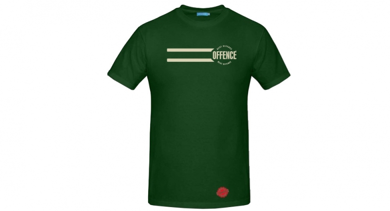 T-SHIRT OFFENCE BEST DEFENCE LINES DARK GREEN 