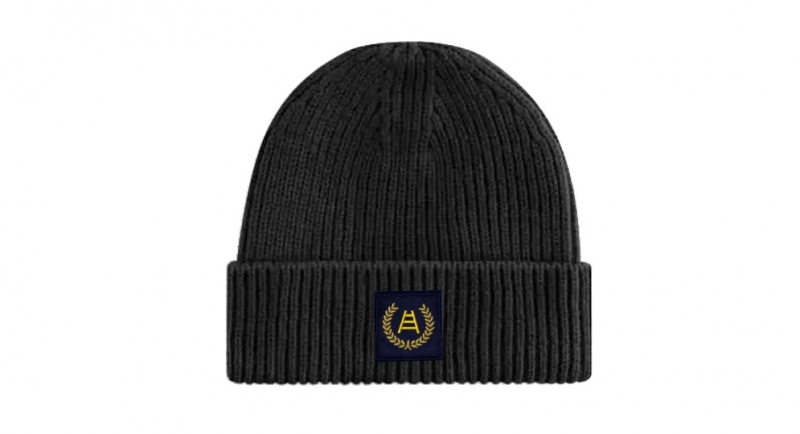 BEANIE RIBBED BLACK ALLORO SCALA APPLICATION Caps