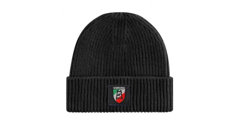 BEANIE RIBBED BLACK SCUDO TRICOLORE VERONA  SCALA RUNA Caps
